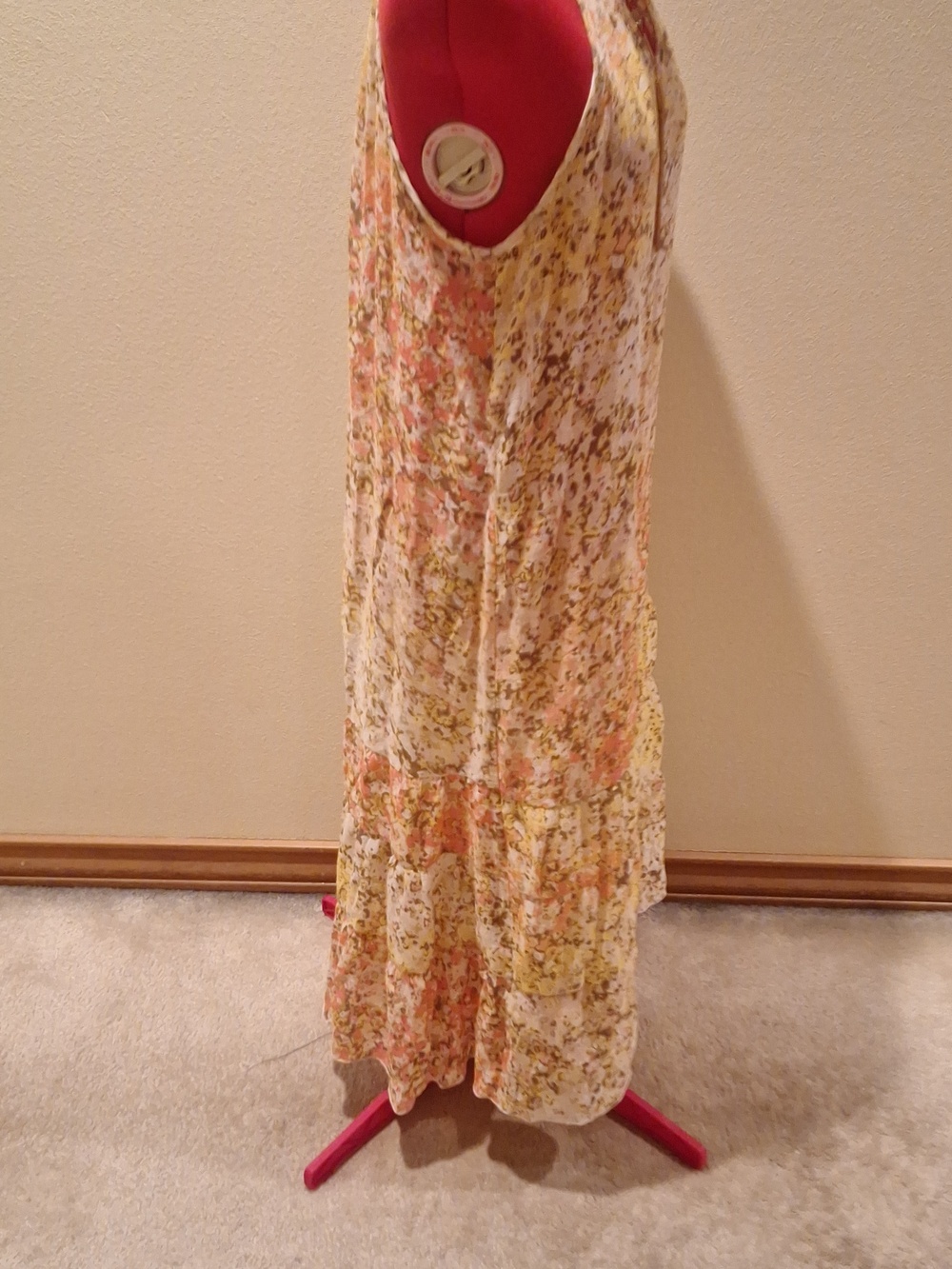 Mlle Gabrielle Red and Yellow Floral Halter Dress Size L - Picture 6 of 12